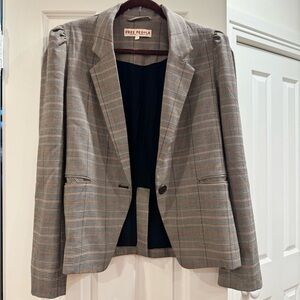 Free People Plaid Blazer With Button and Pockets